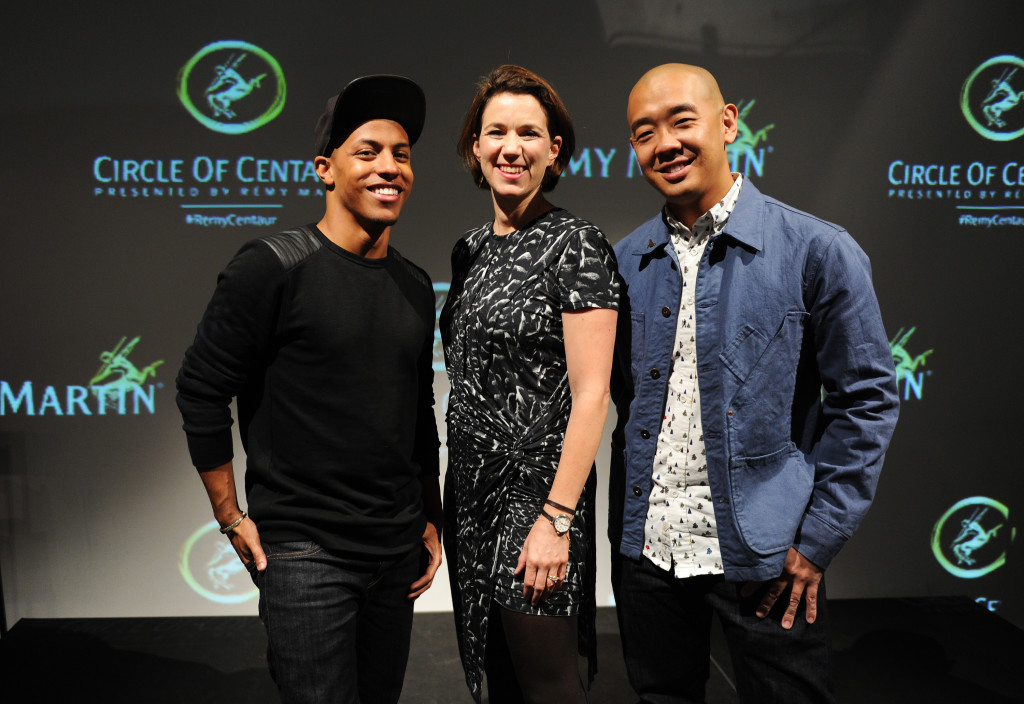 (L-R) Steven Duarte, Jessamyn Rodriguez and jeffstaple attend Remy Martin's Unveiling of the Circle of Centaurs with host jeffstaple on November 5, 2014 in New York City.  (Photo by Craig Barritt/Getty Images for Remy Martin)