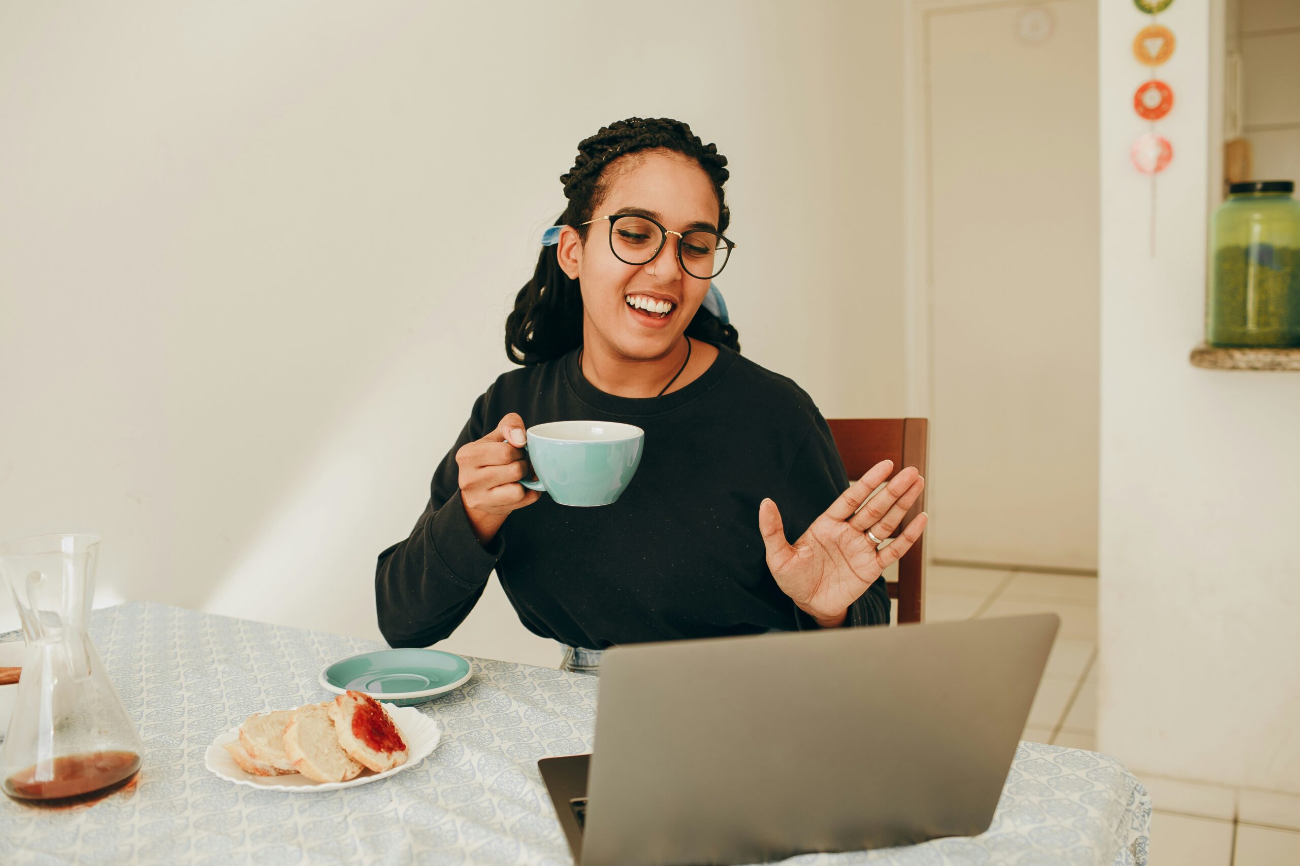 Woman in remote meeting